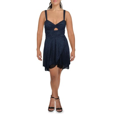 Женское темно-синее сетчатое платье для коктейлей и вечеринок City Studios Juniors 15 BHFO 2033