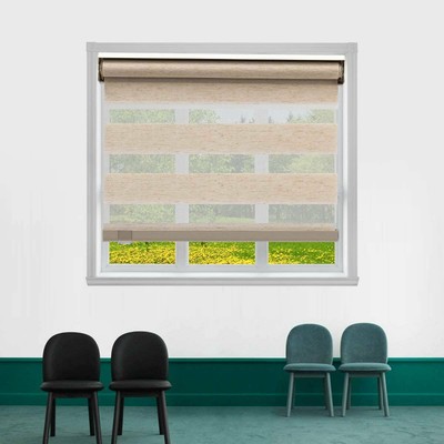 Cordless Zebra Roller Shades, Dual Layer Sheer Blinds Window Treatment