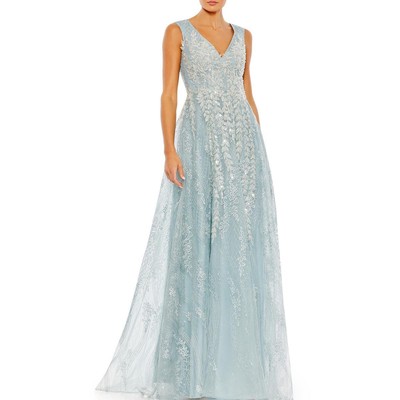 

Mac Duggal Женское вечернее платье макси с украшением плюс BHFO 5021, Ice blue