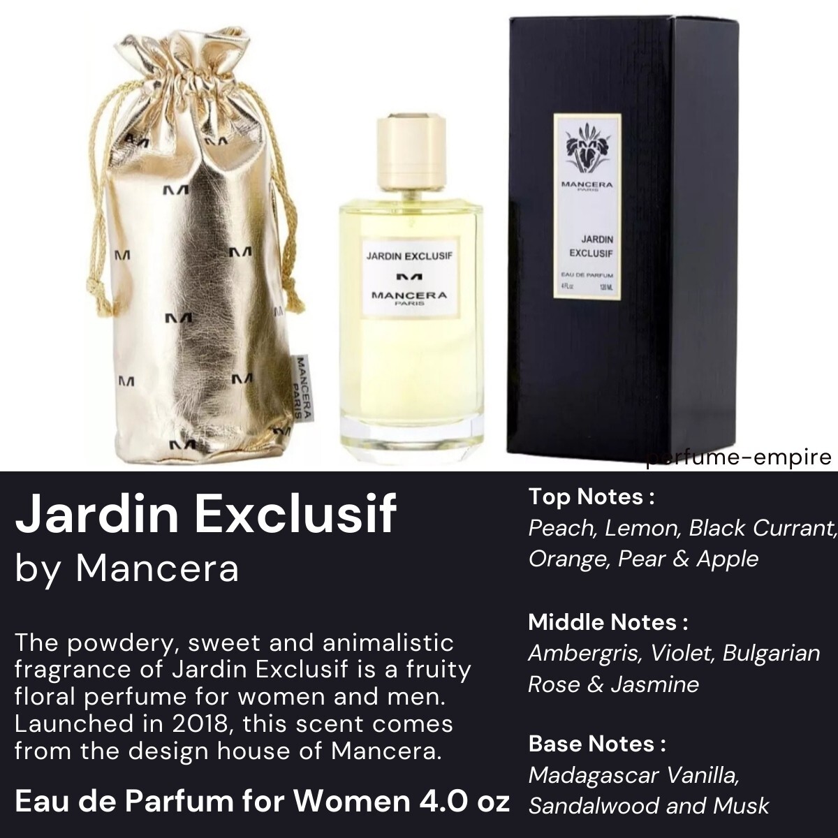 Jardin Exclusif by Mancera perfume for women EDP 4 / 4.0 oz New in Box