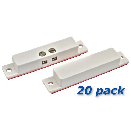 2" Surface Mount Magnetic Alarm Contact Switch, Window Door Sensor White 20 pack
