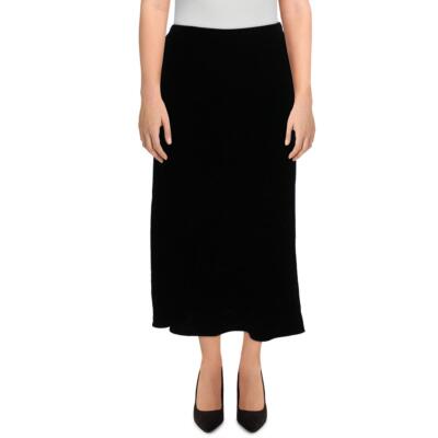 

Женская черная бархатная юбка-трапеция миди из смесового шелка Eileen Fisher  BHFO 5874, Черный