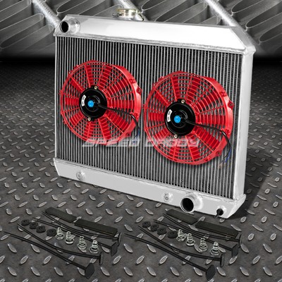 3-РЯДНЫЙ АЛЮМИНИЕВЫЙ РАДИАТОР + КОМПЛЕКТ ИЗ 2-Х ВЕНТИЛЯТОРОВ НА 10 ВЕНТИЛЯТОРОВ КРАСНОГО ЦВЕТА ДЛЯ PONTIAC GTO/TEMPEST/LEMANS 65-66