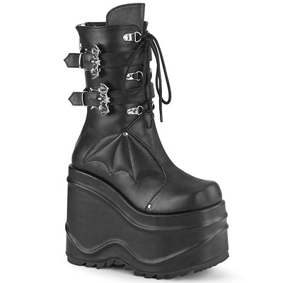 DEMONIA WAVE-150 DEMONIA LDAY WADENHOHE KEIL-PLATEAUSTIEFEL FLEDERMAUS SCHWARZ LEDERLOOK