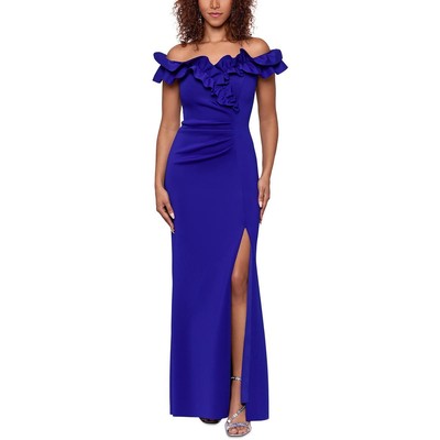 Xscape Womens Full Length Gathered Off-The-Shoulder Evening Dress Gown BHFO 3927
