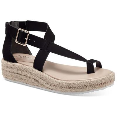 Alfani Womens Moira Black Wedge Sandals Shoes 7.5 Medium (B,M) BHFO 5760
