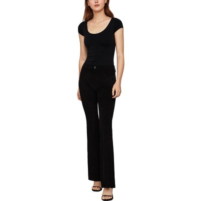 

Женские черные расклешенные брюки из искусственной замши BCBGMAXAZRIA с высокой посадкой  BHFO 1164, Black nite suede