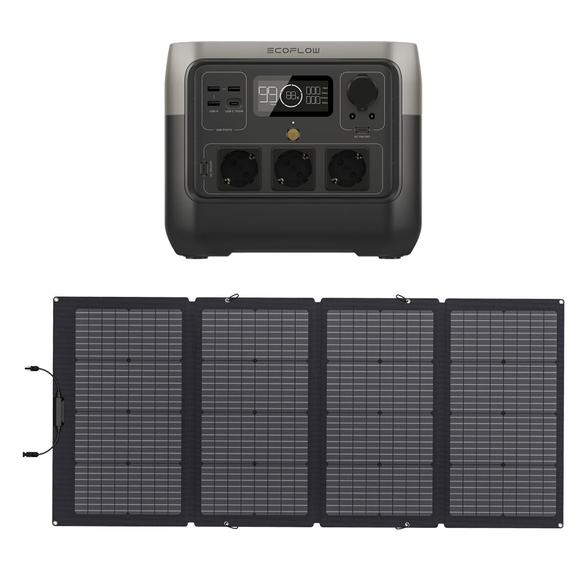 EcoFlow River 2 0% MwSt §12 III UstG Pro 768Wh Powerstation mit 220W Solarmodul