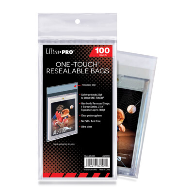 Ultra Pro One Touch Bags Resealable Clear Card Protectors 100ct - Pack of 100 