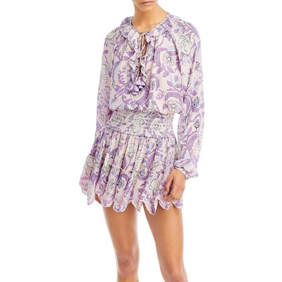 

Женское розовое короткое мини-платье с принтом Hemant - Nandita BHFO 4069, Pink/lilac