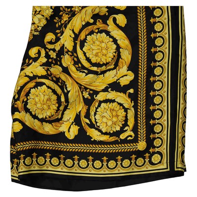 Pre-owned Versace Men's Silk Twill Barocco Print Shorts In Multicolor