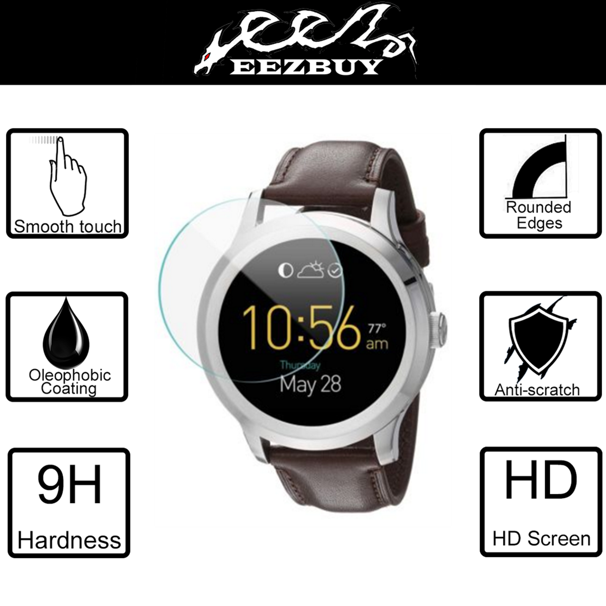 Glass Screen Protector Saver For Fossil Q Founder 2nd Gen Smartwatch | eBay