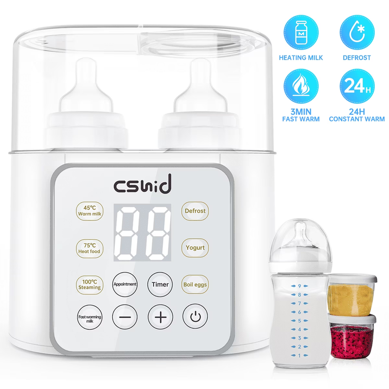 Bottle Warmer for Baby, Double Bottels Milk Warmer 9 in 1 Fast...
