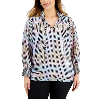 

Женская блузка с завязками и рукавами Calvin Klein, топ плюс BHFO 9160