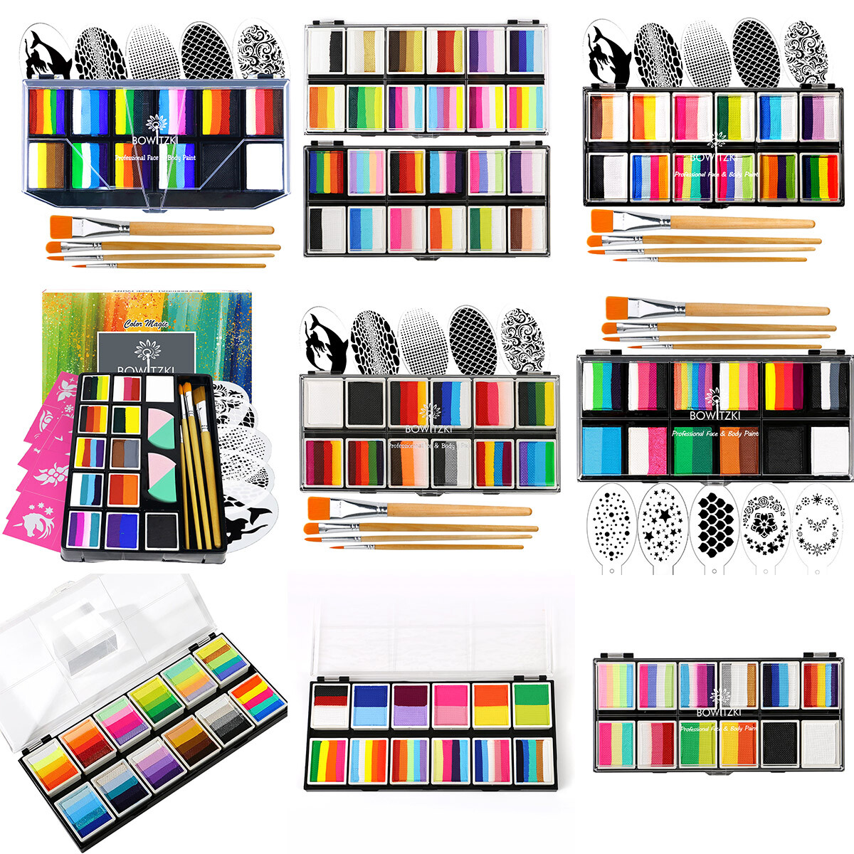 Bowitzki Professional One Stroke Face Paint Palette Many Design Easy Creation 