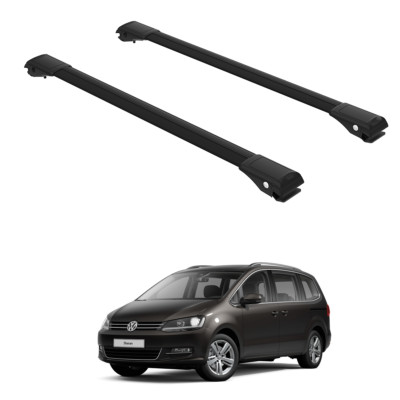 Roof Rack Cross Bars to Volkswagen Sharan II Since 2010 Black Set 2 Pcs