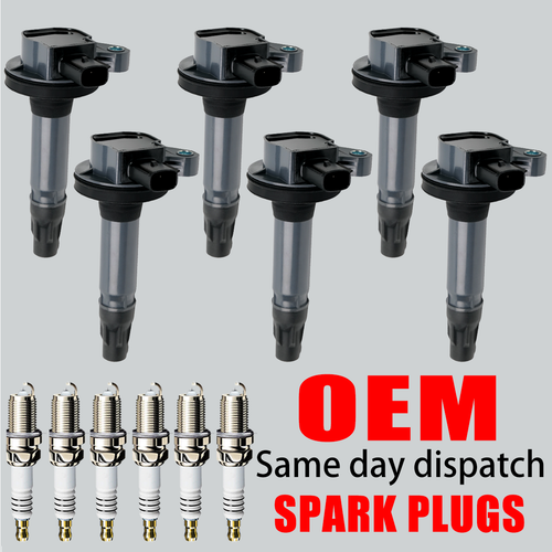 6X OEM Ignition Coil & 6X Iridium Spark Plug for Ford Lincoln 3.5L 3.7L V6 UF553