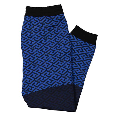 Pre-owned Versace Men's La Greca Logo Print Colour-block Track Pants In Multicolor
