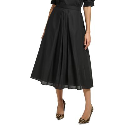 Женская черная миди-юбка из хлопка DKNY, официальная плиссированная юбка M BHFO 6482