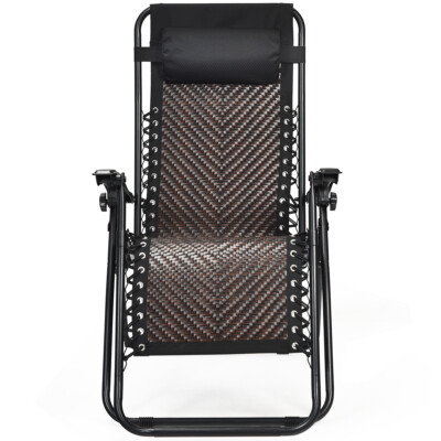 Topbuy Folding Recliner Patio Rattan Zero Gravity Lounge Chair With Headrest