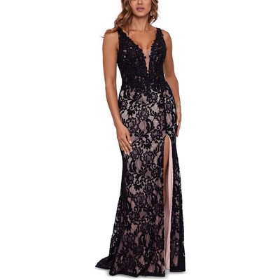 Женское формальное вечернее платье с черным кружевным корсетом Betsy & Adam 0 BHFO 2352