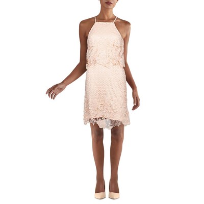 

BB Dakota Женское кружевное мини-платье с бретелью через шею BHFO 2365, Salmon