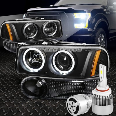 ЧЕРНАЯ ЯНТАРНАЯ ФАРА ПРОЕКТОРА + БЕЛЫЙ СВЕТОДИОД 9005 HID с ВЕНТИЛЯТОРОМ ДЛЯ 01-07 SIERRA/YUKON