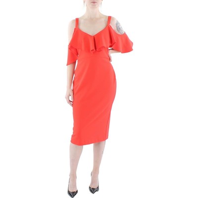 Женское платье-футляр Rachel Rachel Roy от Marcella с красной драпировкой и оборками XS BHFO 7639