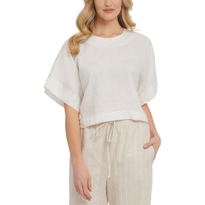 Женская блузка-топ DKNY Pure с белой текстурой и разрезом по низу S BHFO 1609