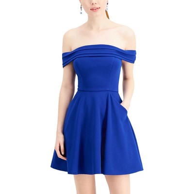 City Studio Womens Blue Pleated Cocktail and Party Dress Juniors 15/16 BHFO 6579