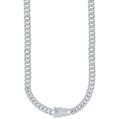 Pre-owned Jewelry Hiphop Mens Cuban Choker Lab Diamond 12 Mm Chain White Gold Finish Necklace 18" 30"