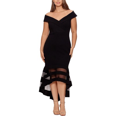 

Женское черное вечернее платье Xscape с иллюзорным подолом и низким вырезом, 20 Вт, BHFO 4173, Черный