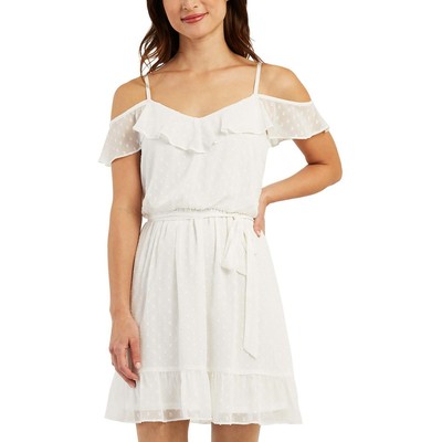 

BCX Womens Clip-Dot Short Off-The-Shoulder Mini Dress Juniors BHFO 9943, Белый