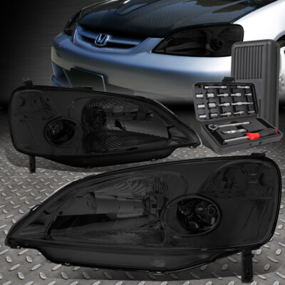ДЛЯ 01-03 HONDA CIVIC ДЫМЧАТЫЙ КОРПУС ПРОЗРАЧНЫХ УГЛОВЫХ ФАР ГОЛОВНОГО СВЕТА + НАБОР ИНСТРУМЕНТОВ