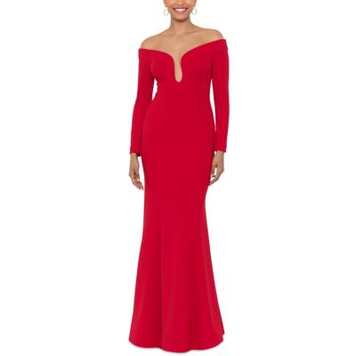 Xscape Womens Red Illusion Evening Dress Gown 4 BHFO 2762