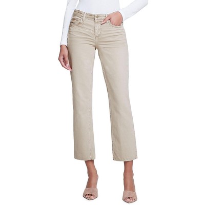 LAgence Womens Beige High Rise Frayed Hem Denim Cropped Jeans 25 BHFO 5910