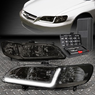 ДЛЯ 98-02 HONDA ACCORD LED DRL L-ОБРАЗНАЯ ПЛАНКА DRL С ЗАКОПЧЕННЫМИ/ПРОЗРАЧНЫМИ УГЛОВЫМИ ФАРАМИ + НАБОР ИНСТРУМЕНТОВ