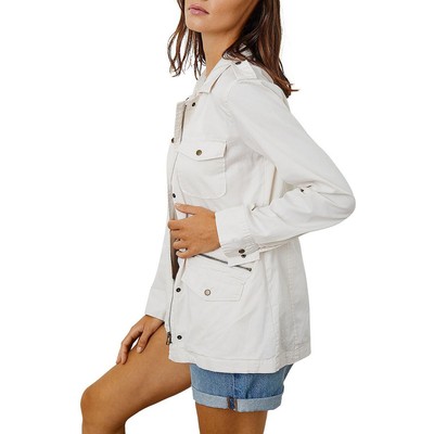 

Lily Aldridge for Velvet Womens Ruby White Utility Jacket Petites  BHFO 9683, Ecru, Ruby