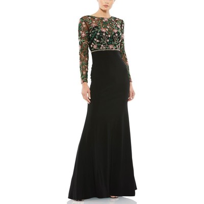 Женское черное вечернее платье Mac Duggal, украшенное цветочным узором, плюс 22 BHFO 6224