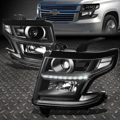 ДЛЯ 15-20 CHEVY TAHOE SUBURBAN BLACK / CLEAR CORNER LED DRL ФАРЫ ПРОЕКТОРА