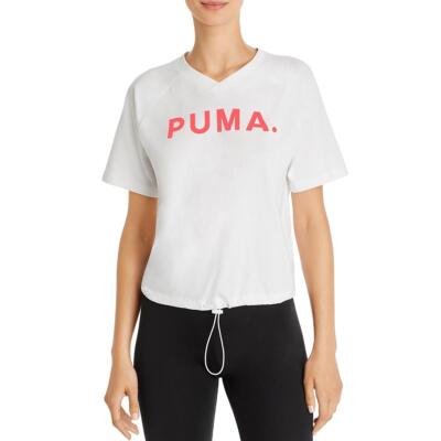 Женская футболка для активного отдыха Puma Chase White Logo с V-образным вырезом Athletic M BHFO 4332