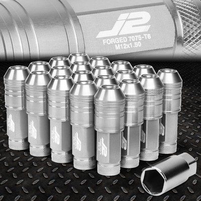 J2 ENGINEERING 7075 АЛЮМИНИЙ M12X1.5 20ШТ 70 ММ ГАЙКА С ОТКРЫТЫМ НАКОНЕЧНИКОМ и ПЕРЕХОДНИКОМ СЕРЕБРИСТОГО ЦВЕТА