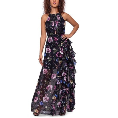 

Женское длинное вечернее платье с цветочным принтом Betsy - Adam BHFO 1890, Black multi