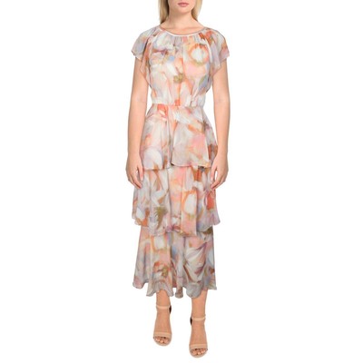 

Женское розовое многоуровневое платье миди с рукавами-крылышками Calvin Klein  BHFO 8714, Pink