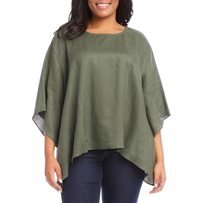 

Женская зеленая льняная фактурная блузка Karen Kane Top Plus 0X BHFO 3400, Olive