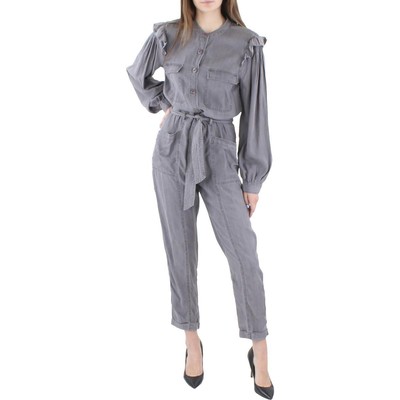 

Женский серый комбинезон Rebecca Minkoff из тенселя с поясом и рюшами  BHFO 0063, Washed grey
