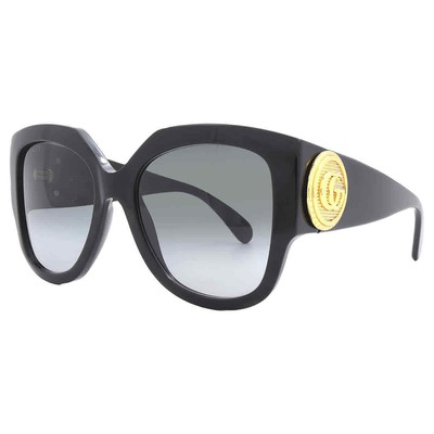 Pre-owned Gucci Grey Butterfly Ladies Sunglasses Gg1407s 001 54 Gg1407s 001 54 In Gray