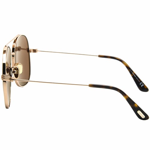 Pre-owned Tom Ford Delilah Women's Sunglasses Shiny Rose Gold Aviator Frame Ft0758 5828e In Brown