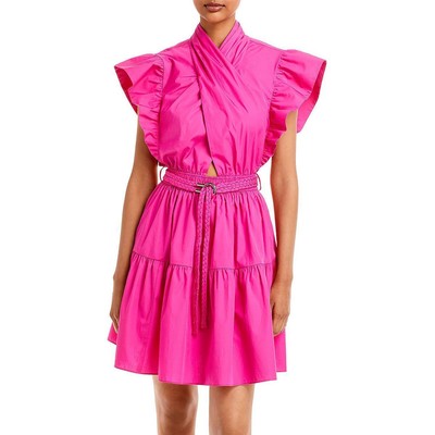 

Derek Lam 10 Crosby Женское розовое многоуровневое мини-платье прямого кроя  BHFO 1984, Пурпурный