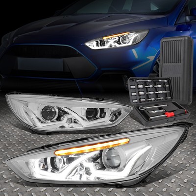 ДЛЯ 15-18 FORD FOCUS СВЕТОДИОДНАЯ ЛАМПА ДЛЯ ПРОЕКТОРА HALO + НАБОР ИНСТРУМЕНТОВ ХРОМ/прозрачный